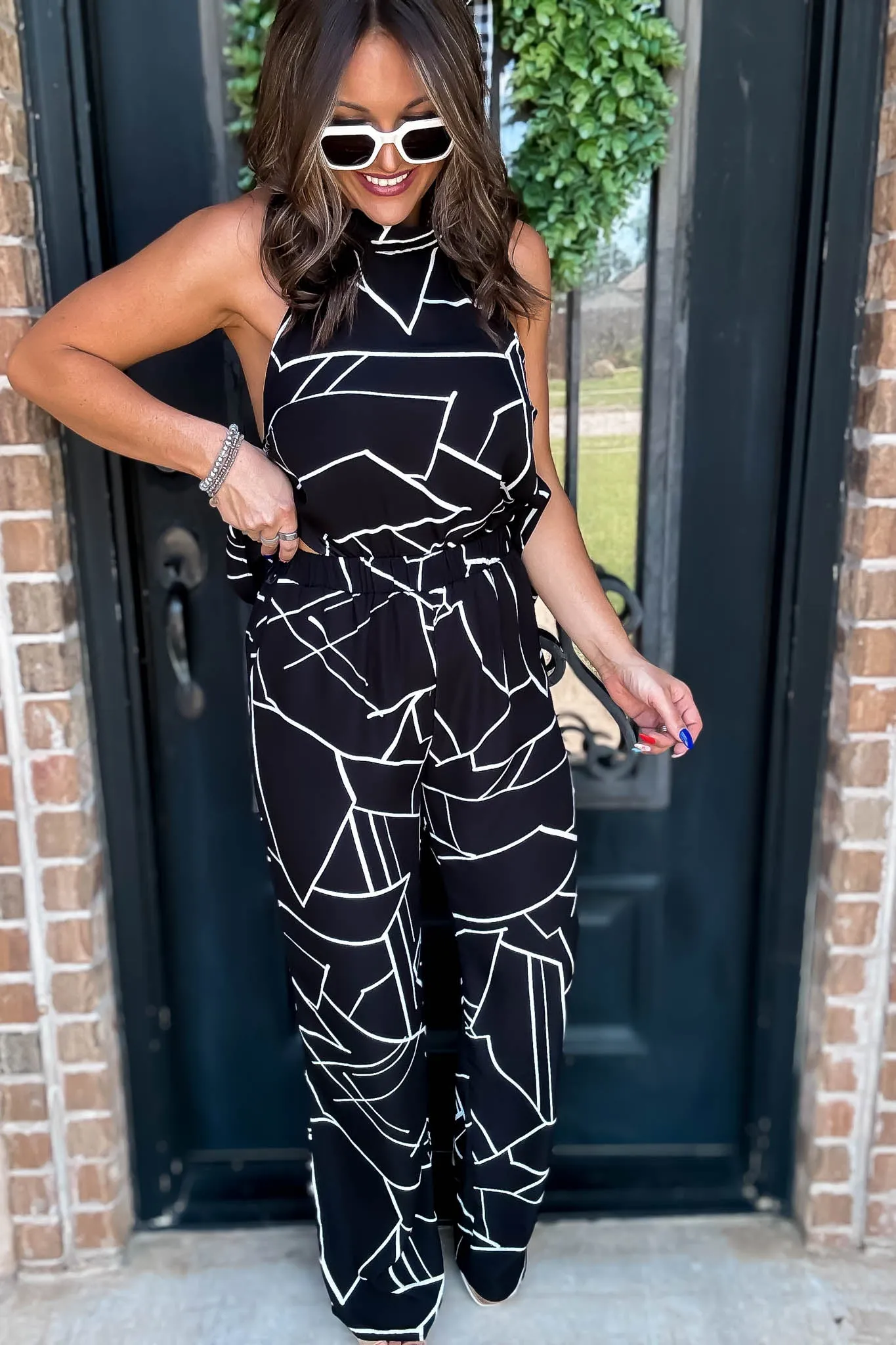 Geometric Black Print Pant