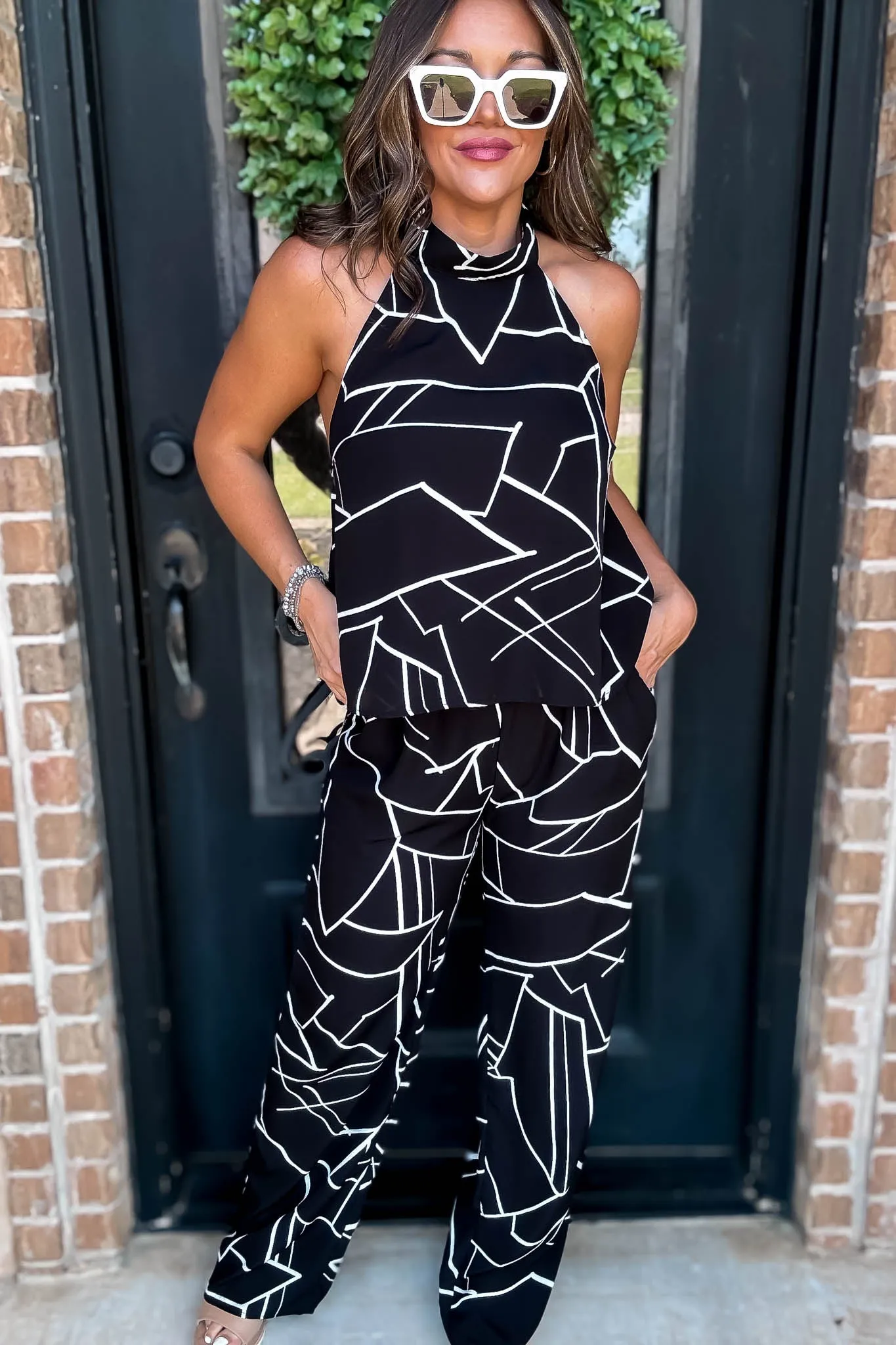 Geometric Black Print Pant