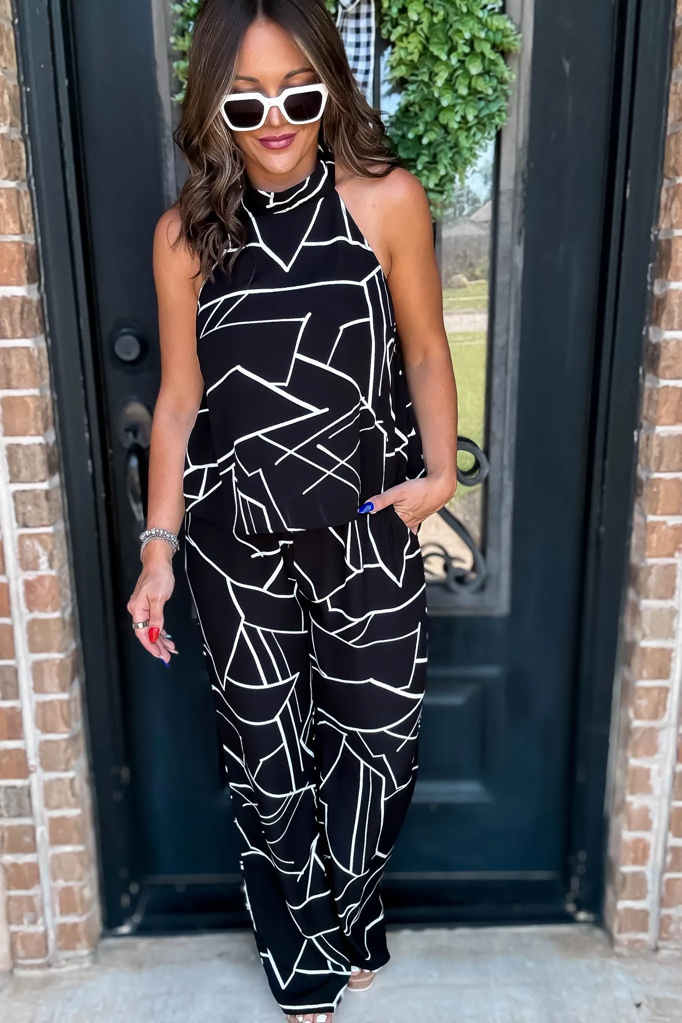 Geometric Black Print Pant