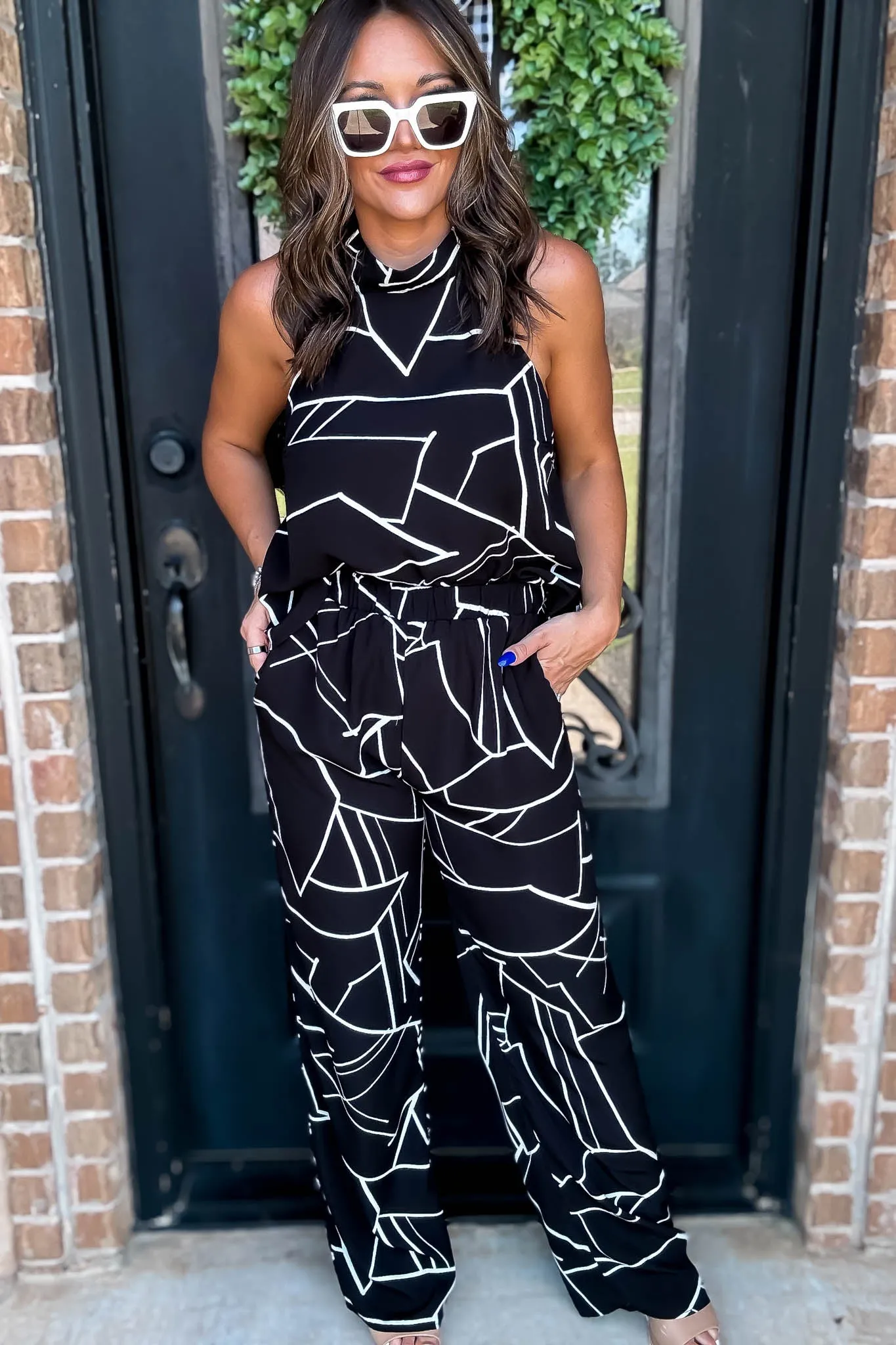 Geometric Black Print Pant