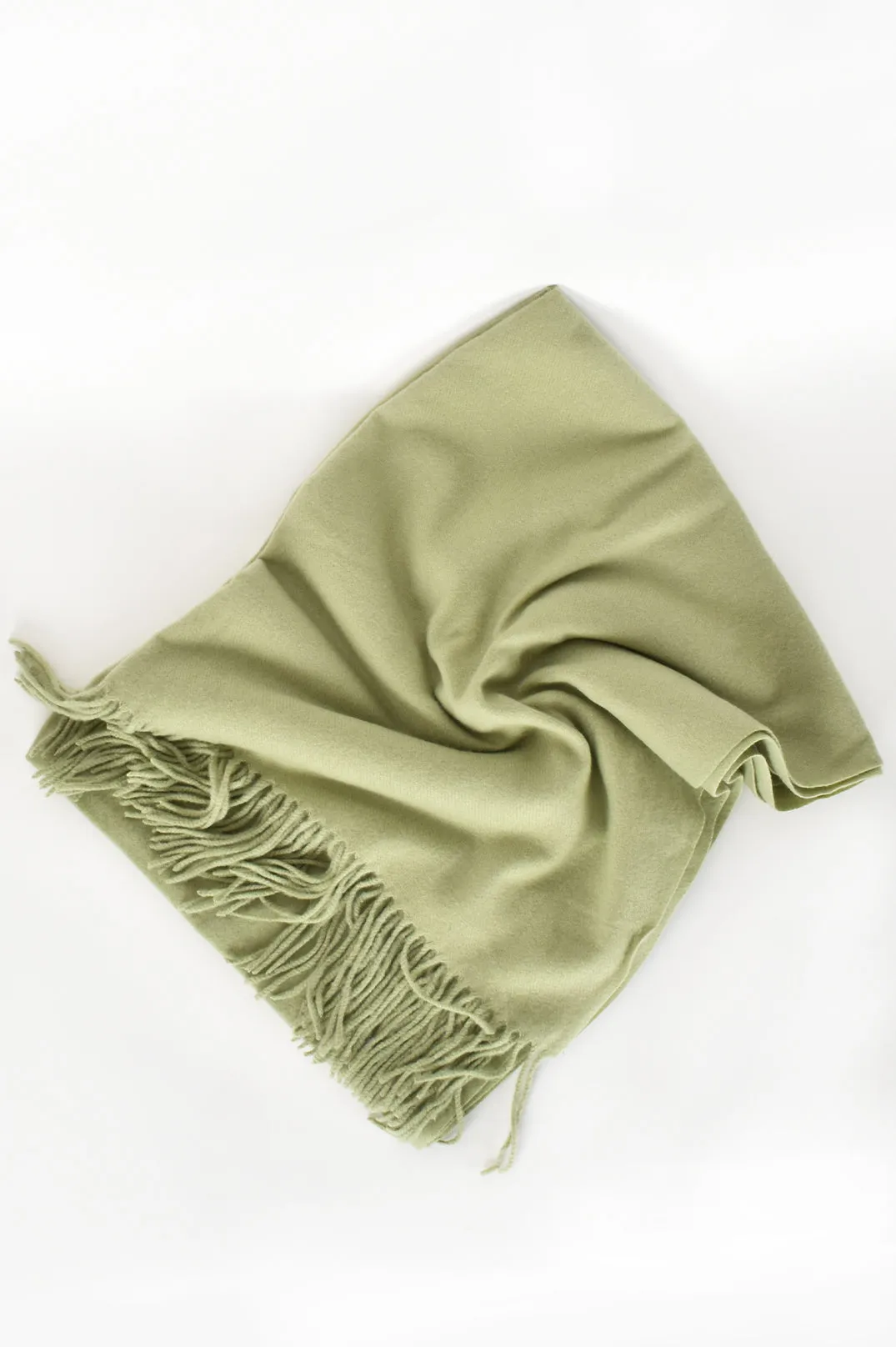 Get cosy fringe Scarf in Sage and Dusty Pink by Adorne