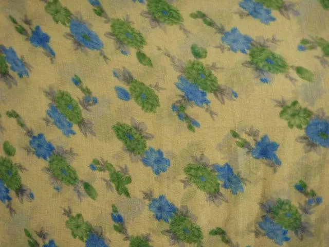 Green Floral Clusters - Printed Chiffon Scarf