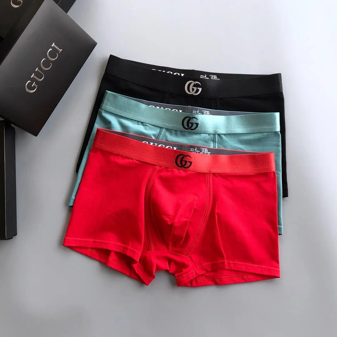 Guc 3 In 1 Cotton Comfortable Body-Suited Red, Black And Green Men's Boxers