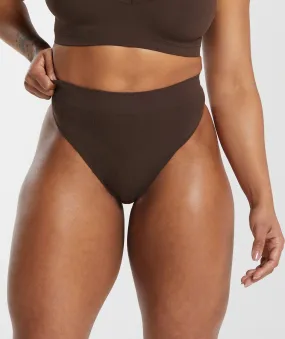 Gymshark Seamless High Waisted Thong - Archive Brown