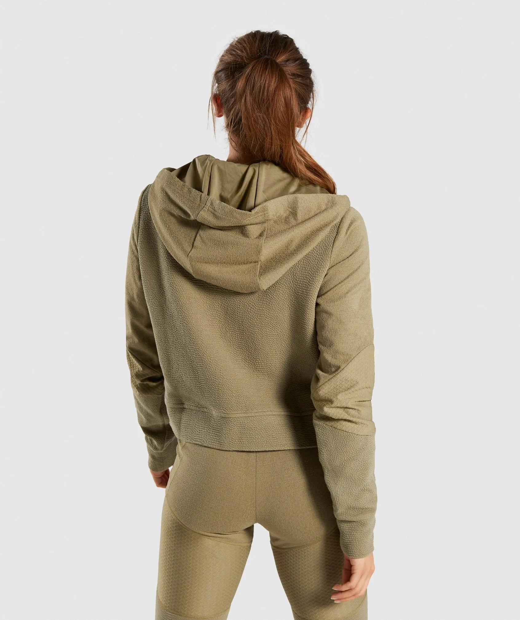 Gymshark True Texture Hooded Bomber Jacket - Washed Khaki