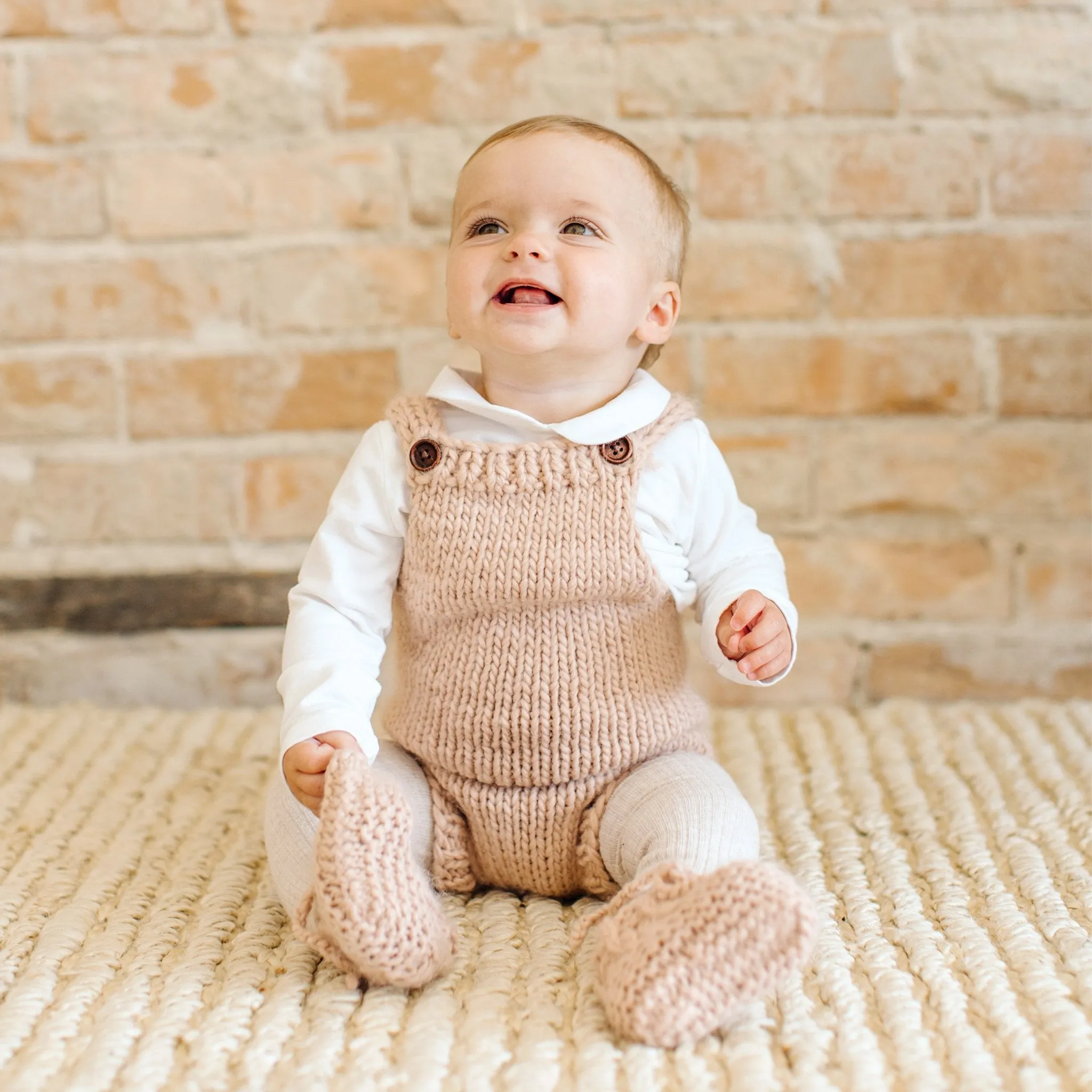 Hand-knit Romper, Blush