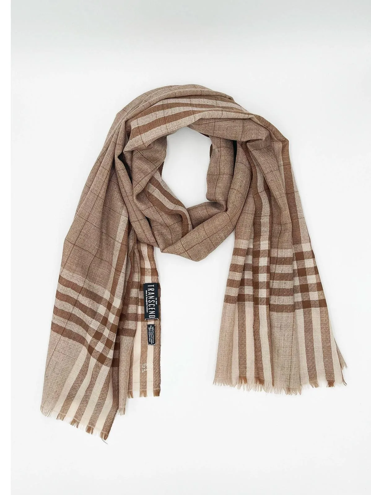 Handwoven 100% Pure Pashmina - BROWN & BEIGE STRIPES