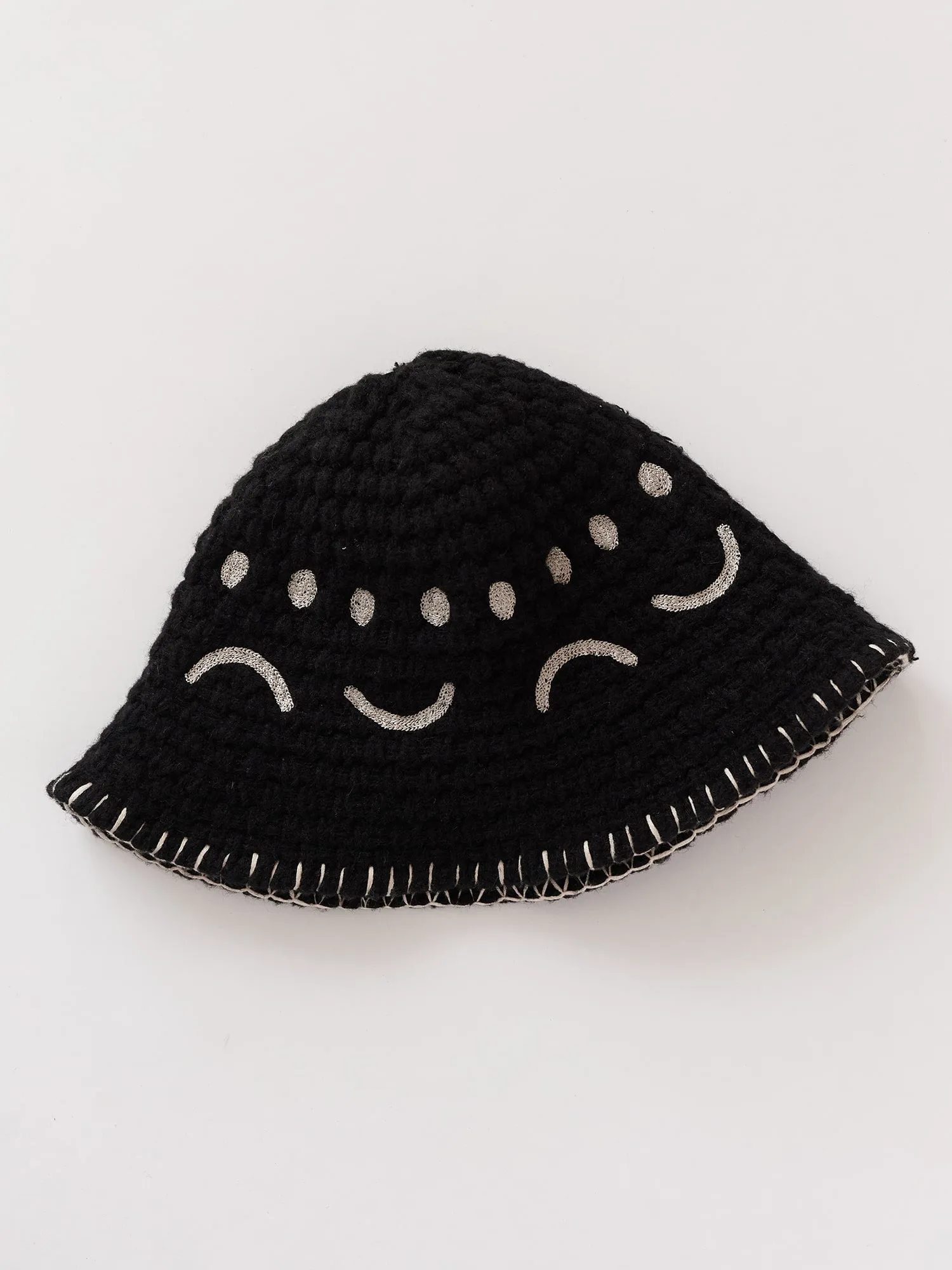 Happy Sad Crochet Style Hat