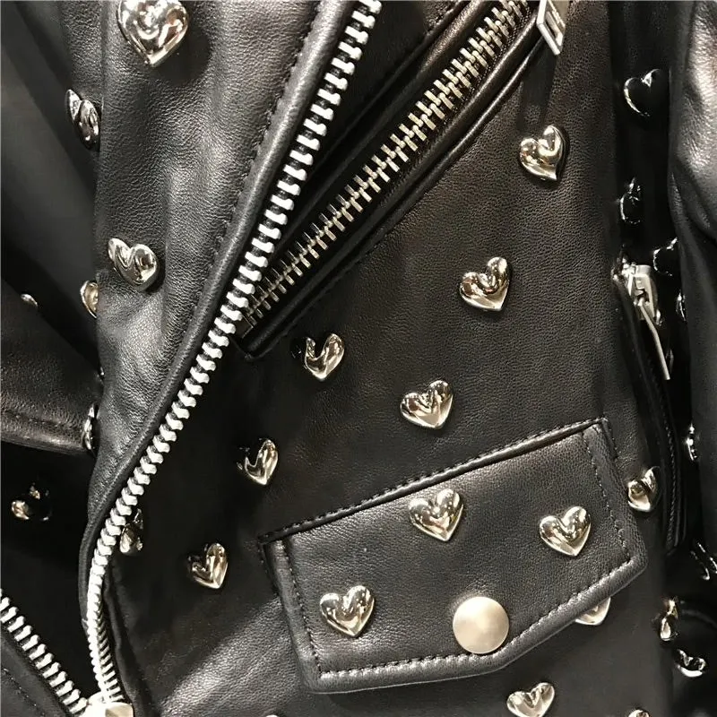 Heart Stud Leather Moto