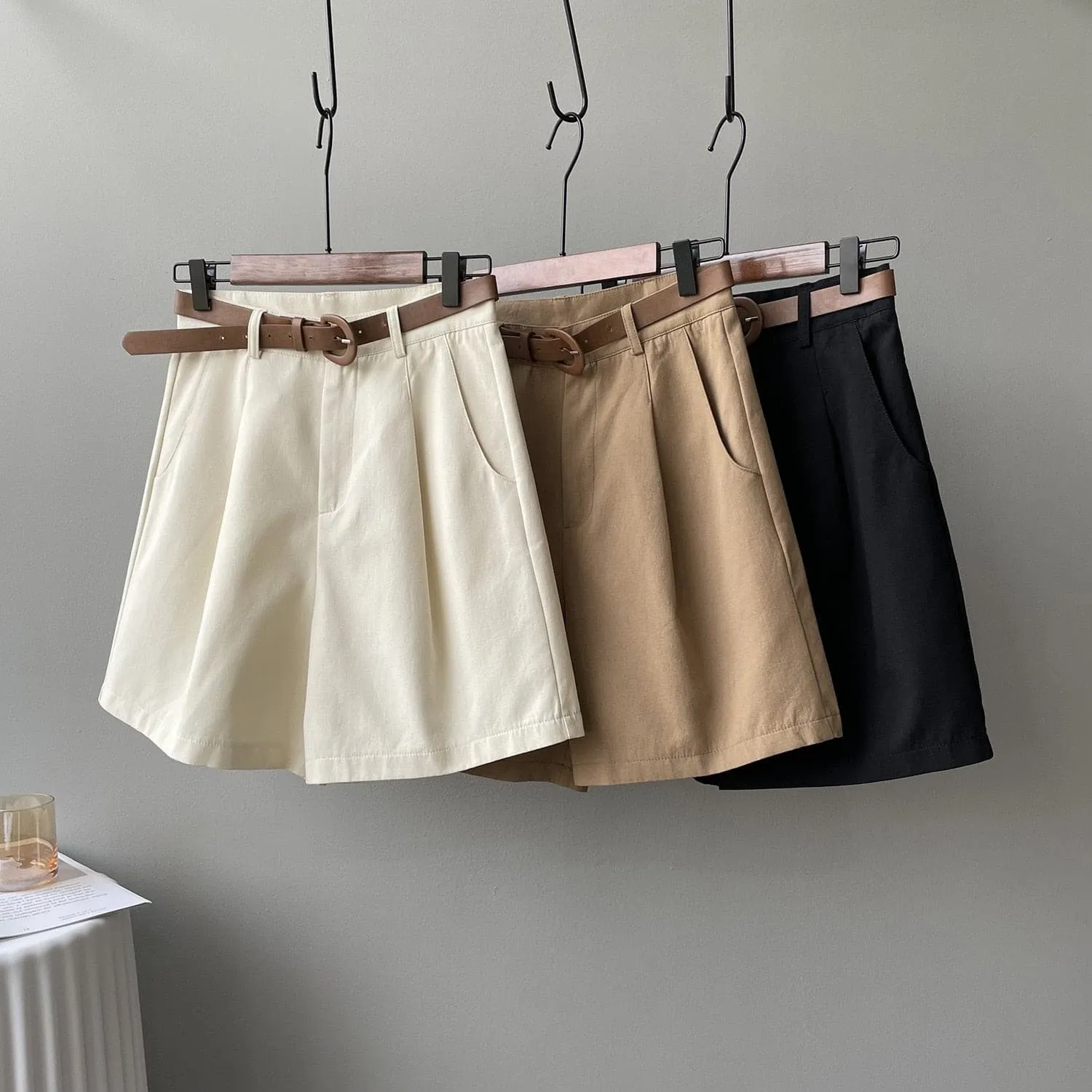 High Waist Wide Leg Shorts - Flattering High Rise Pants for Women