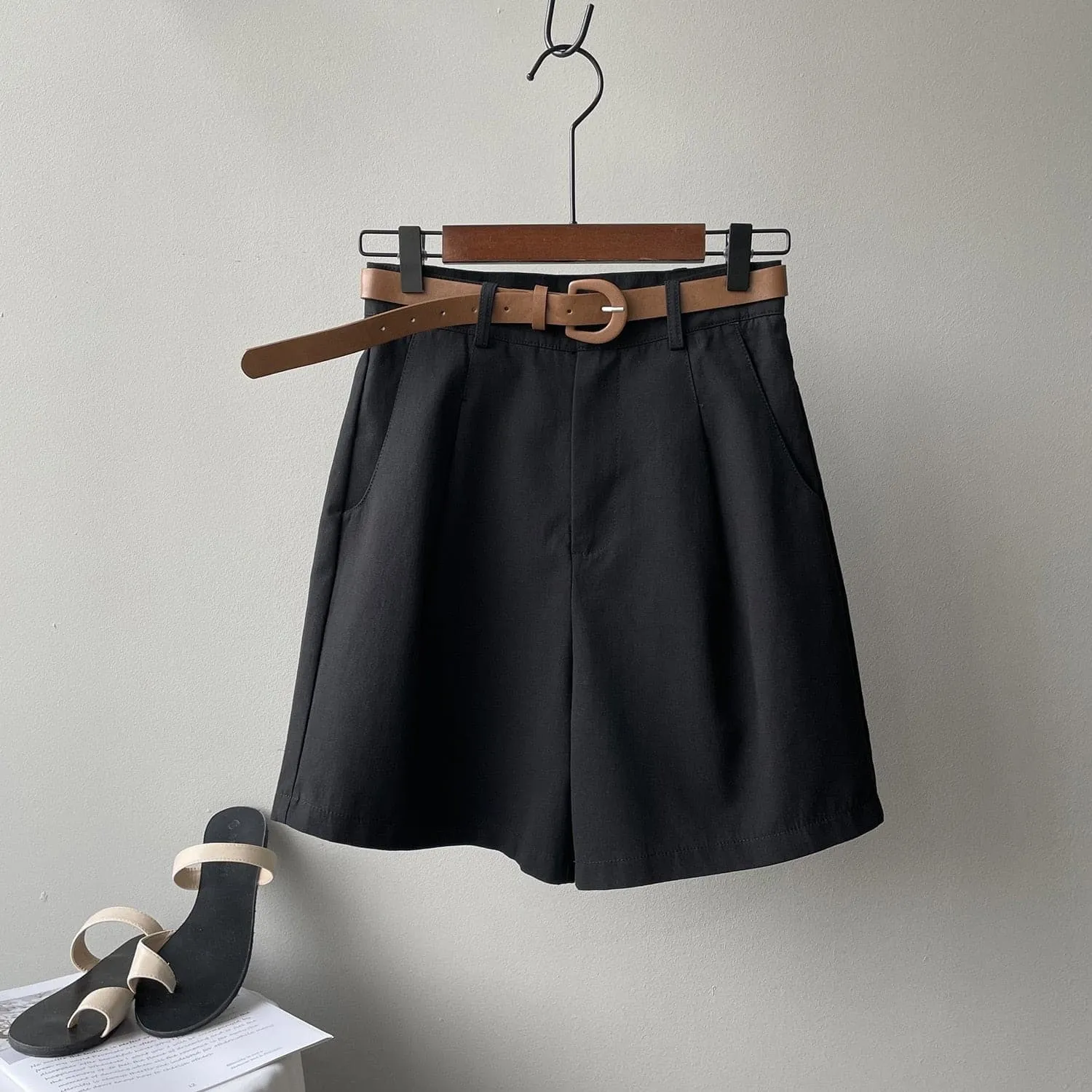 High Waist Wide Leg Shorts - Flattering High Rise Pants for Women