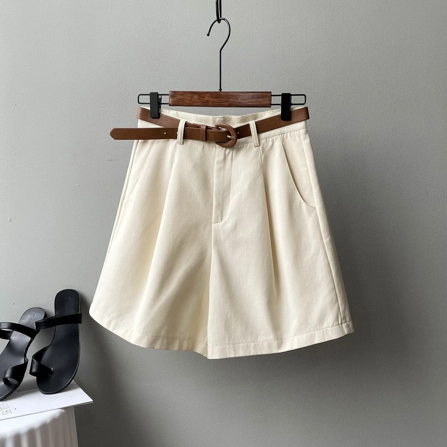 High Waist Wide Leg Shorts - Flattering High Rise Pants for Women