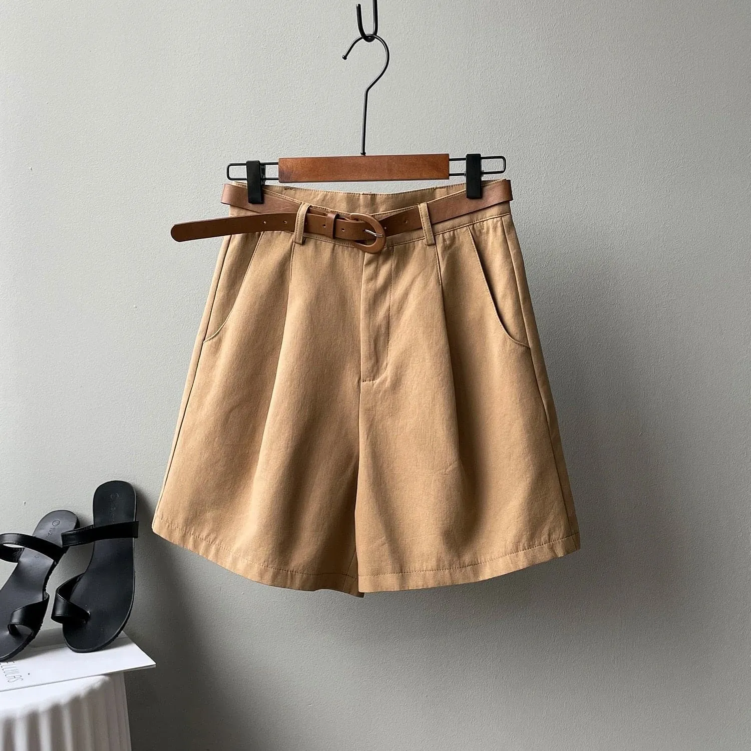 High Waist Wide Leg Shorts - Flattering High Rise Pants for Women