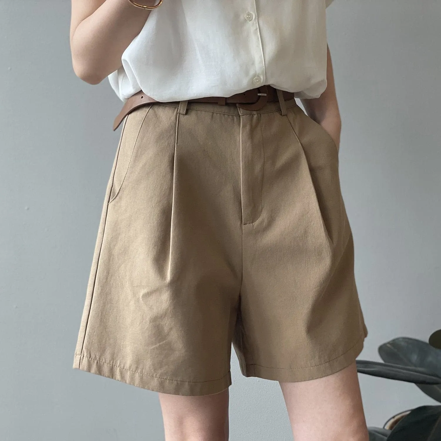 High Waist Wide Leg Shorts - Flattering High Rise Pants for Women