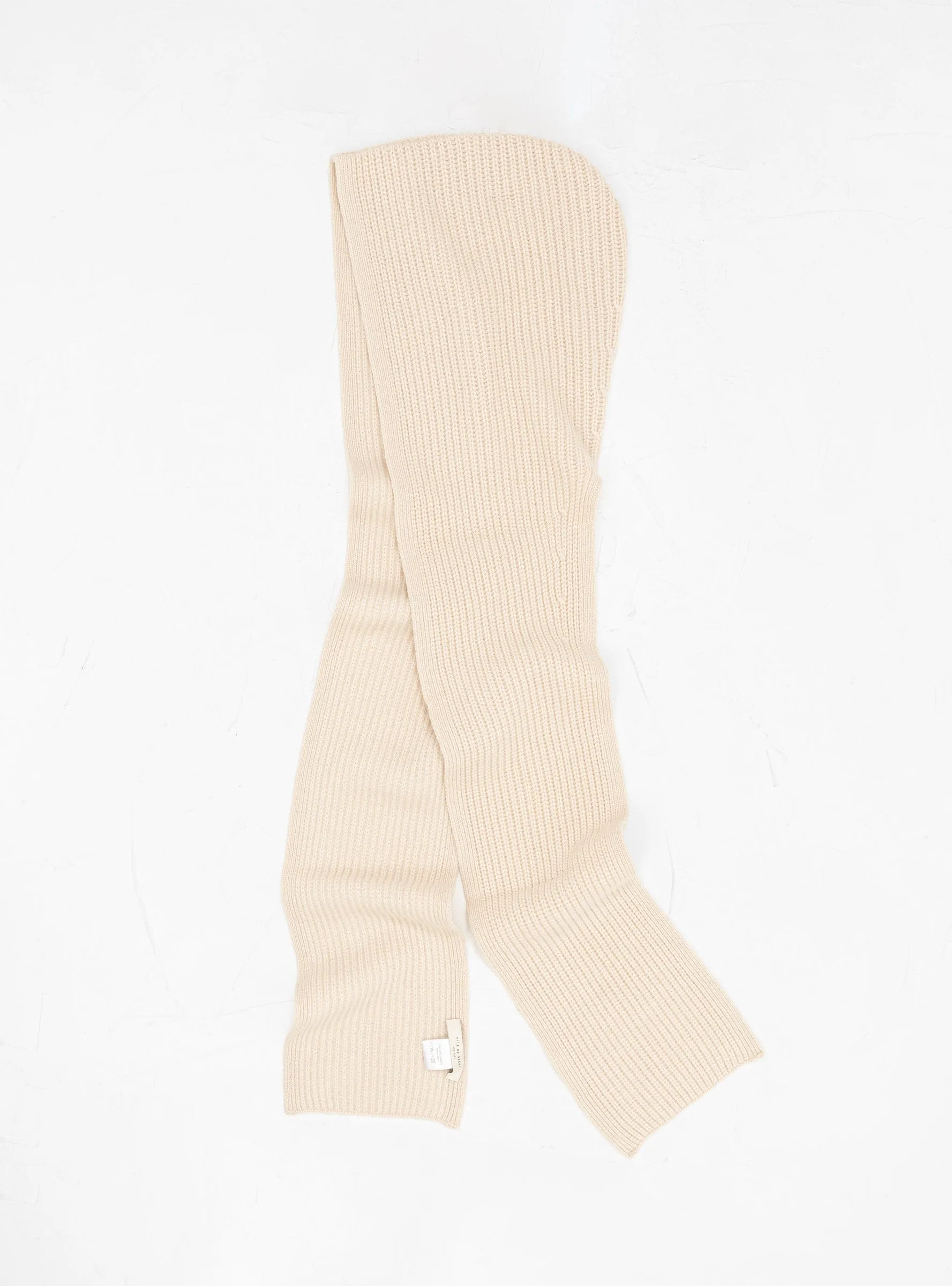 Hooded Scarf Beige/White