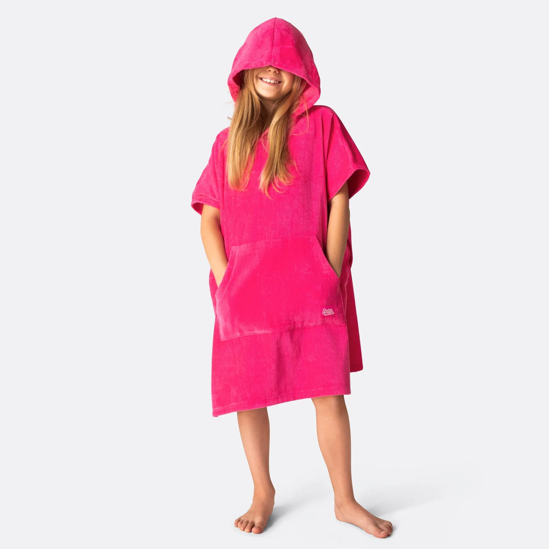 Hot Pink Badeponcho Kinder