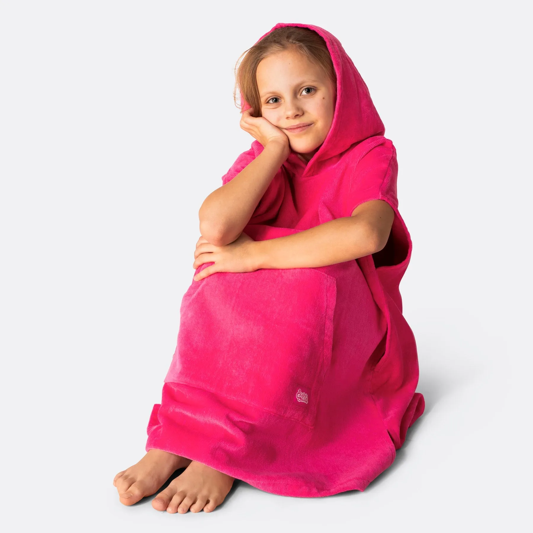 Hot Pink Badeponcho Kinder