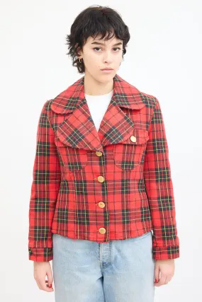 Jeans Red & Multi Tartan  Jacket