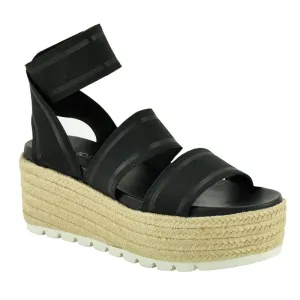 J/SLIDES - QUARTZ BLACK FABRIC ESPADRILLE SANDALS **FREE SHIPPING**