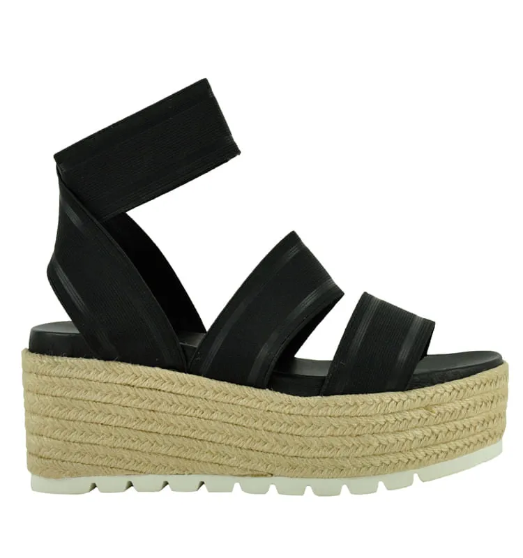 J/SLIDES - QUARTZ BLACK FABRIC ESPADRILLE SANDALS **FREE SHIPPING**