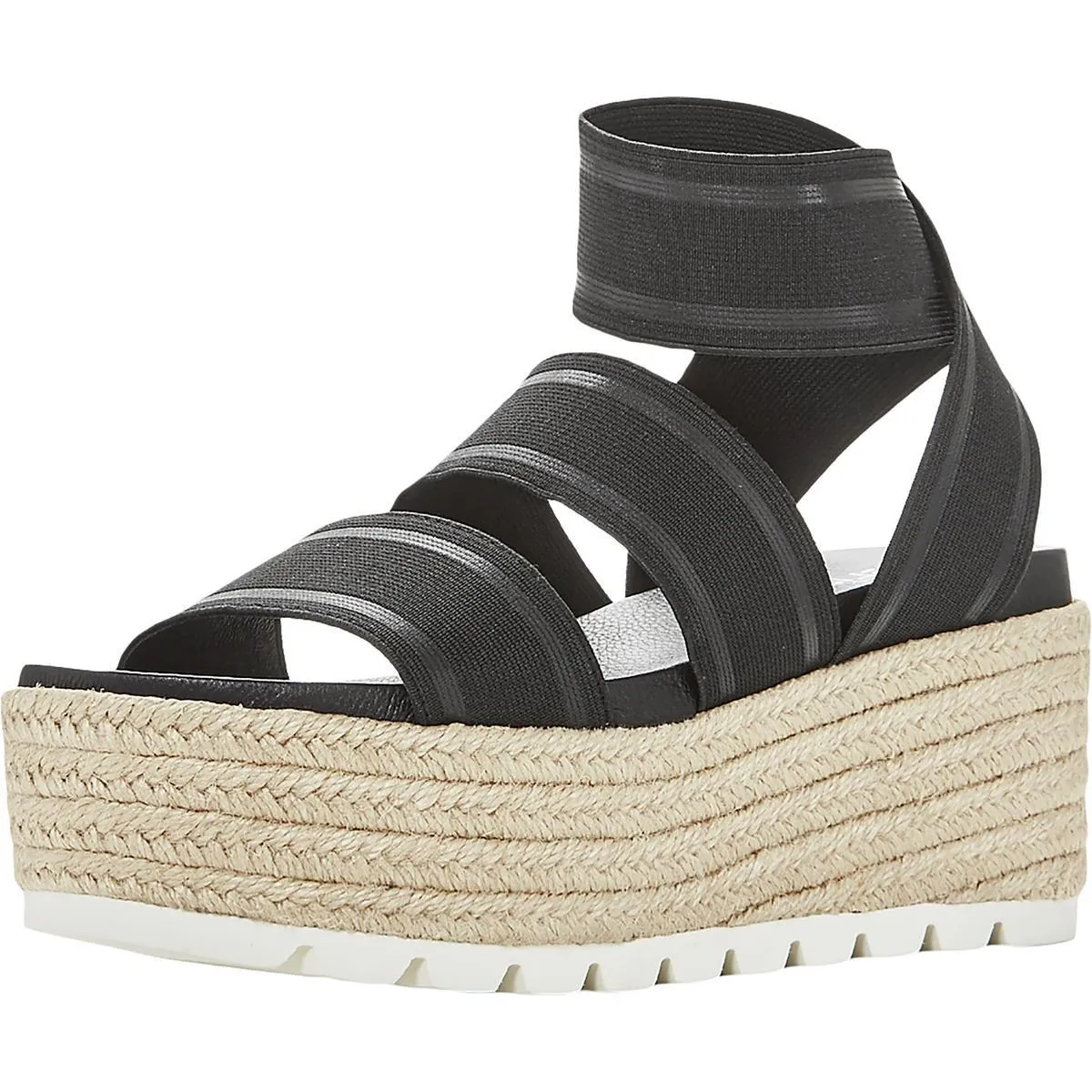 J/SLIDES - QUARTZ BLACK FABRIC ESPADRILLE SANDALS **FREE SHIPPING**