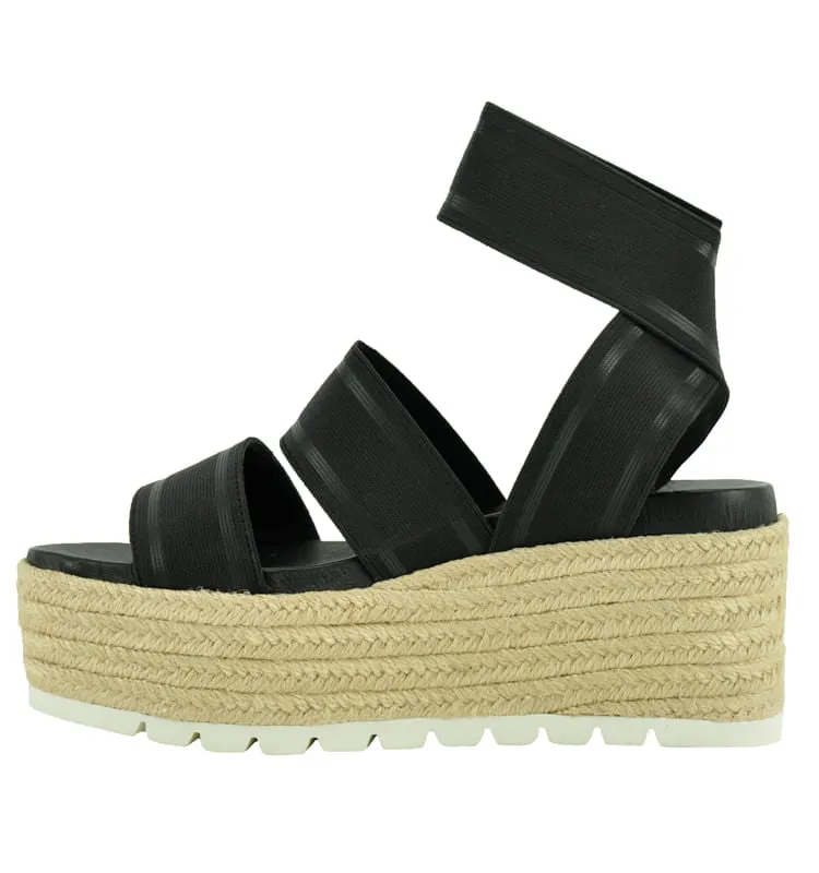 J/SLIDES - QUARTZ BLACK FABRIC ESPADRILLE SANDALS **FREE SHIPPING**