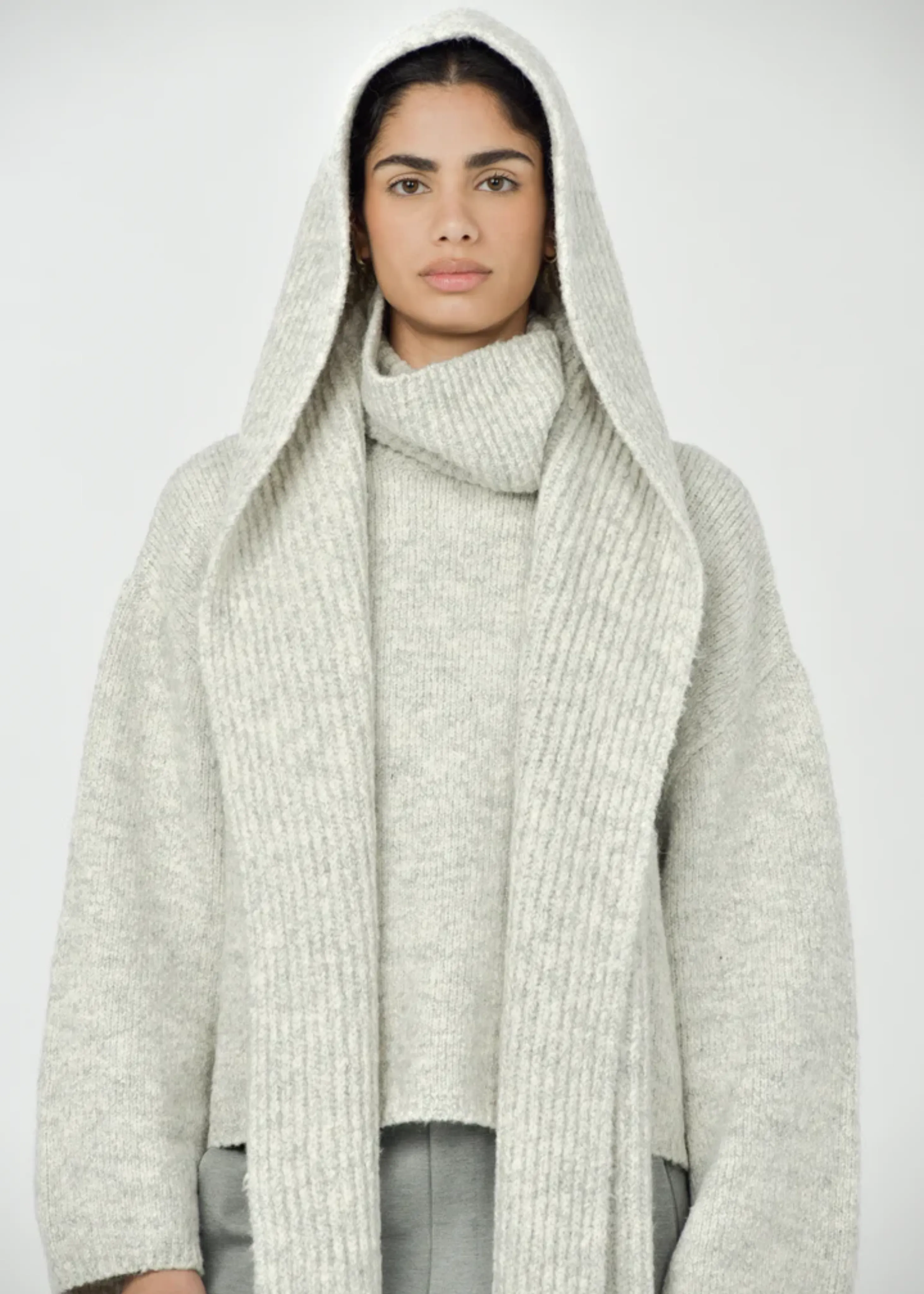 Juri hood scarf, melange grey