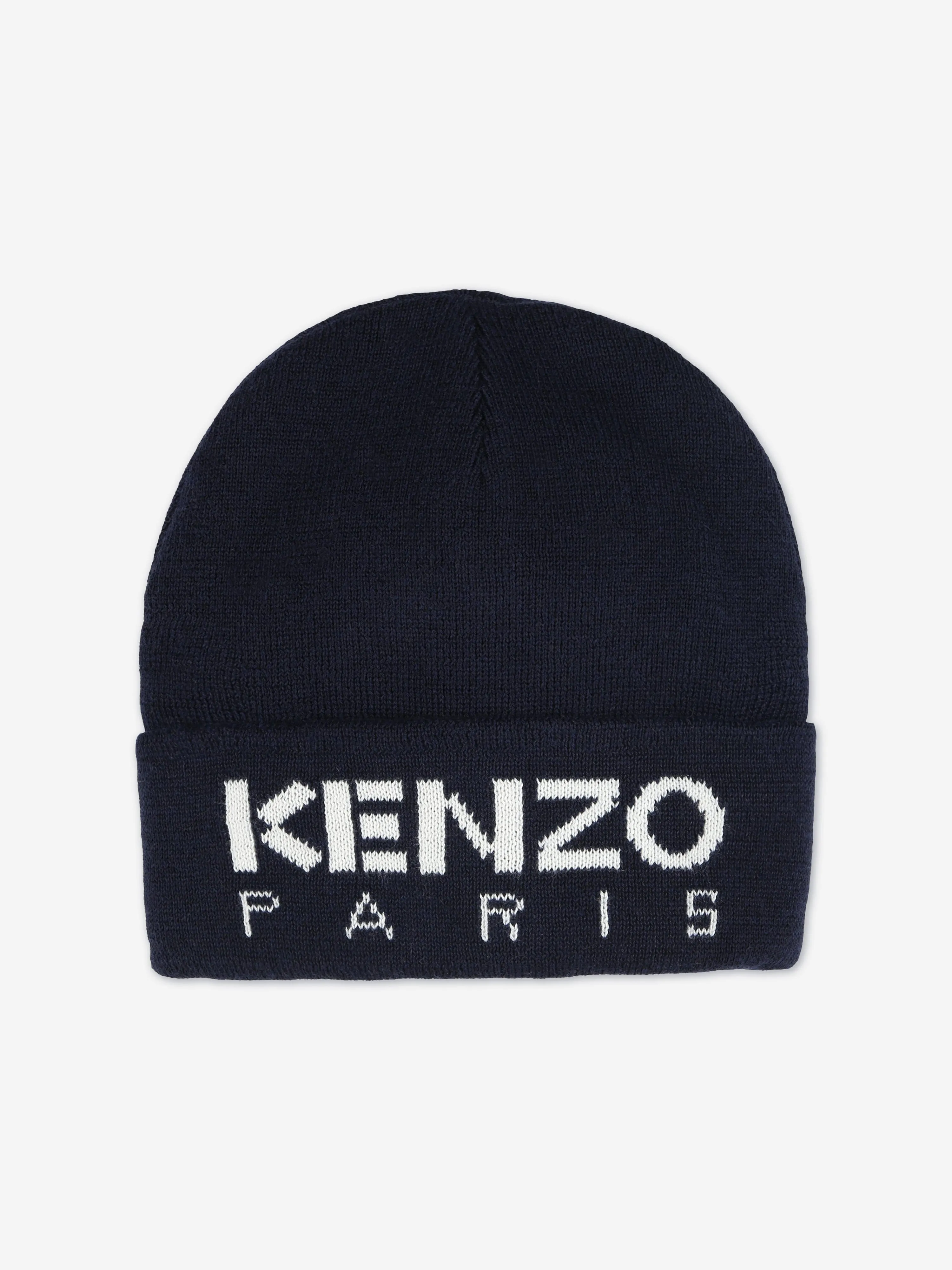 KENZO Kids Knitted Logo Beanie Hat in Navy