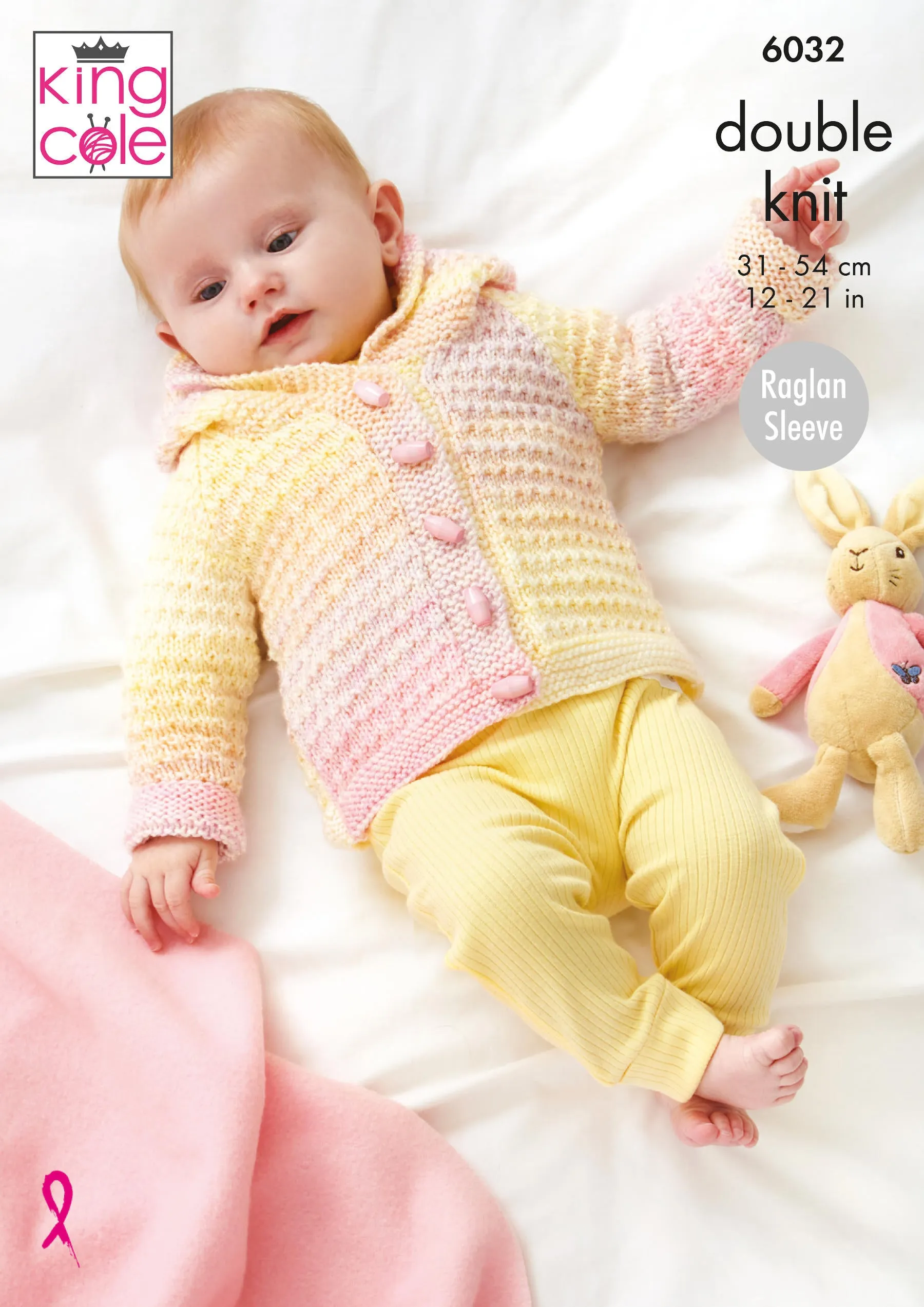 King Cole 6032 Double Knitting Pattern - DK Baby Cardigan, Cape, Jacket & Hat (Prem - 2yrs)