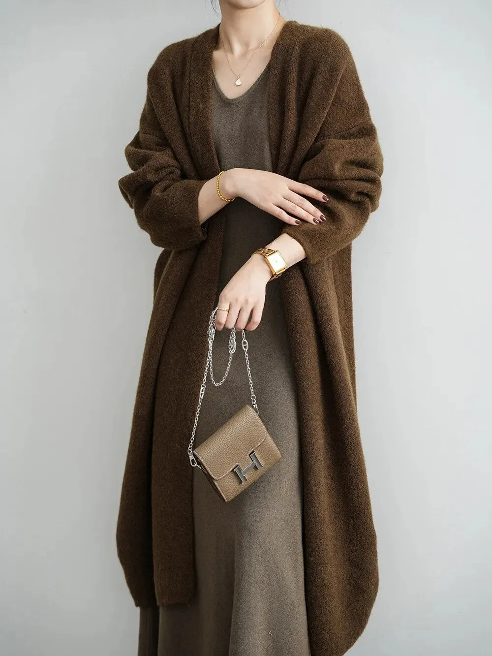 [Korean Style] High Quality Solid Color Chunky Long Cardigan