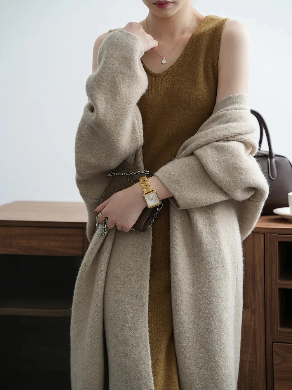 [Korean Style] High Quality Solid Color Chunky Long Cardigan