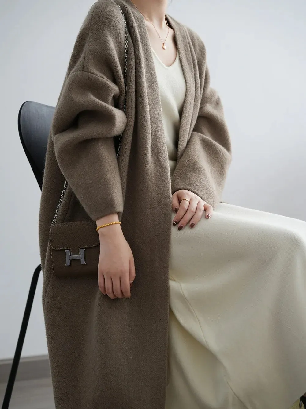 [Korean Style] High Quality Solid Color Chunky Long Cardigan