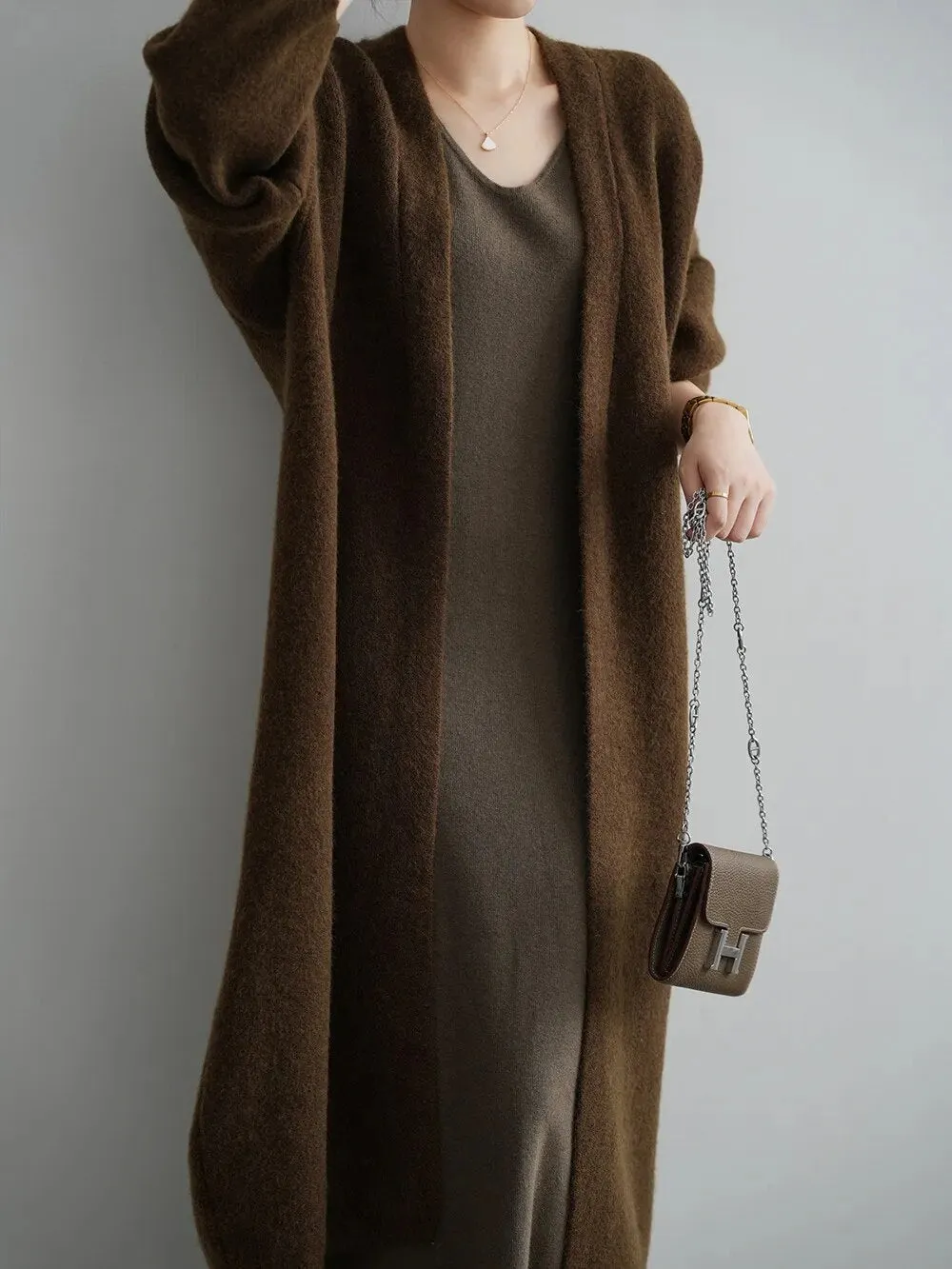 [Korean Style] High Quality Solid Color Chunky Long Cardigan