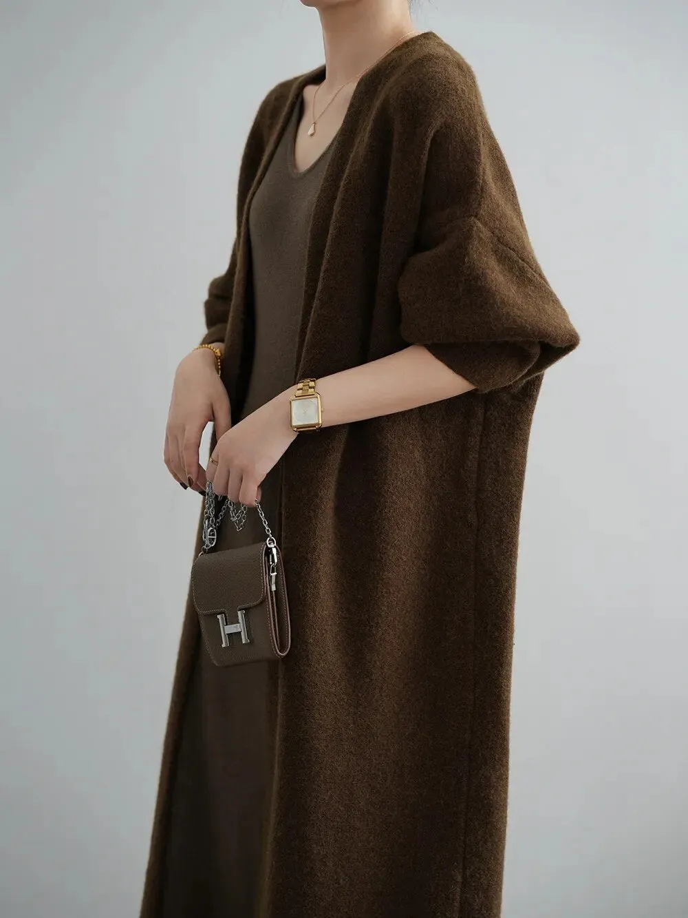 [Korean Style] High Quality Solid Color Chunky Long Cardigan