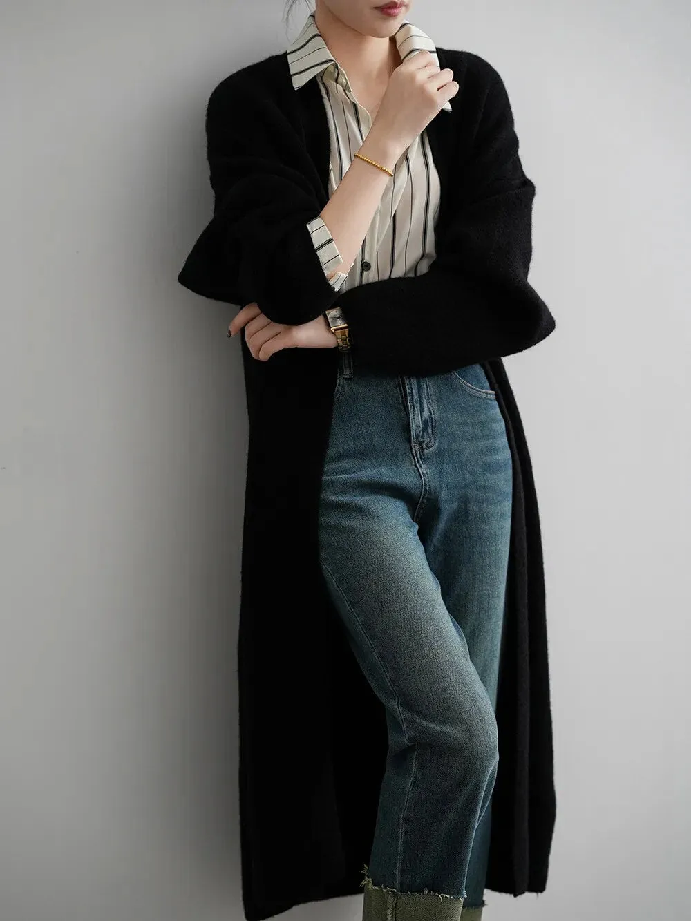 [Korean Style] High Quality Solid Color Chunky Long Cardigan