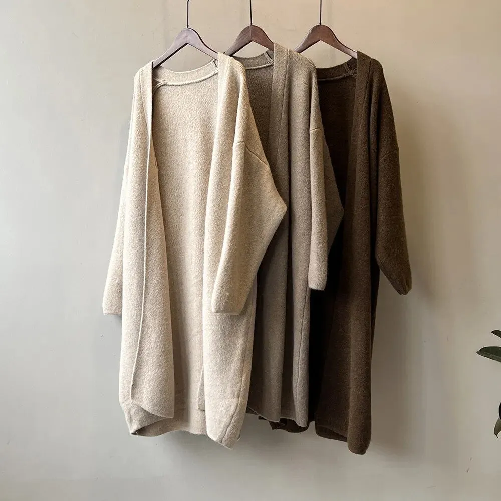 [Korean Style] High Quality Solid Color Chunky Long Cardigan