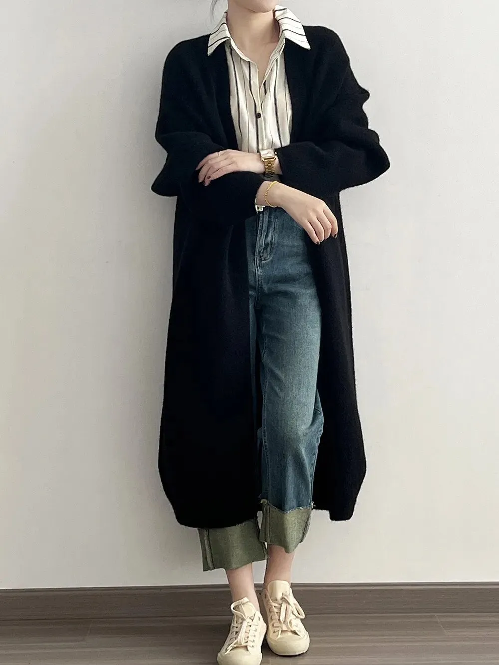 [Korean Style] High Quality Solid Color Chunky Long Cardigan