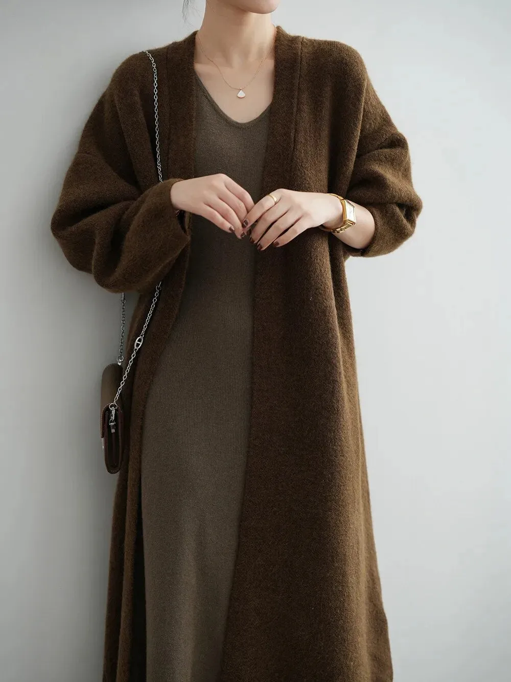 [Korean Style] High Quality Solid Color Chunky Long Cardigan