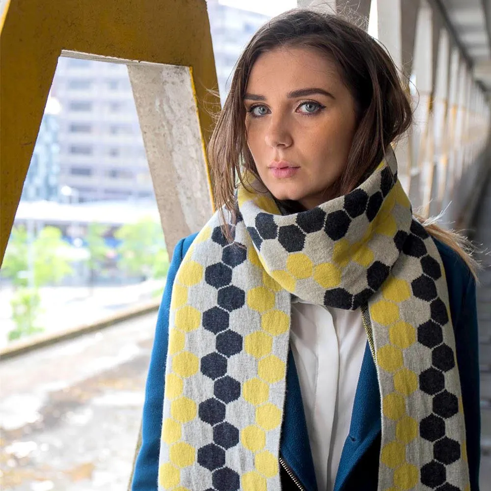 Ladies Lambswool Hexagon Scarf - Brass