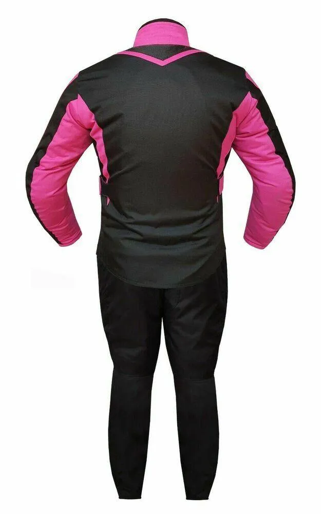 Ladies Motorcycle Suit Waterproof CE Armoured Motorbike Jacket Trouser Set Pink