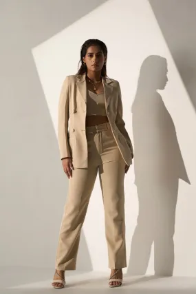 Ladies Workwear Beige Blazer with Straight pants(SET)