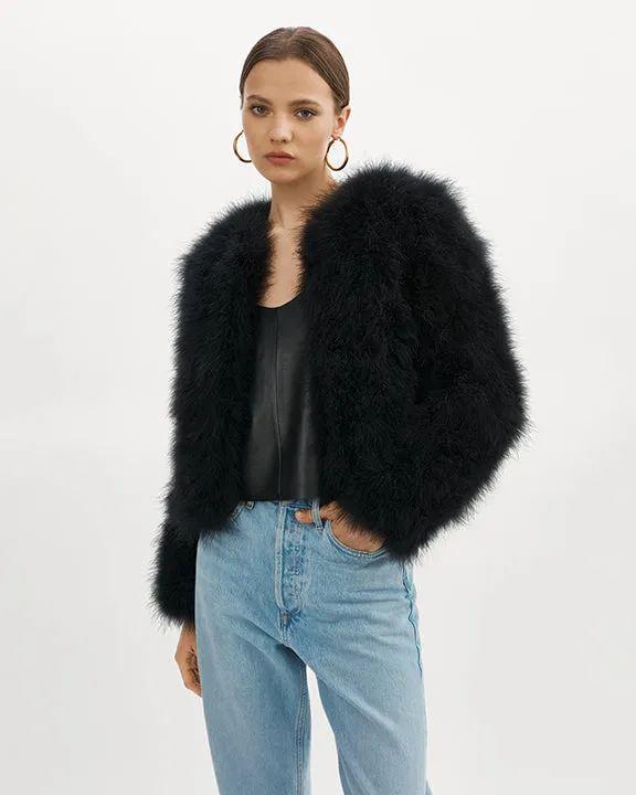 Lamarque Deora Feather Jacket in Black