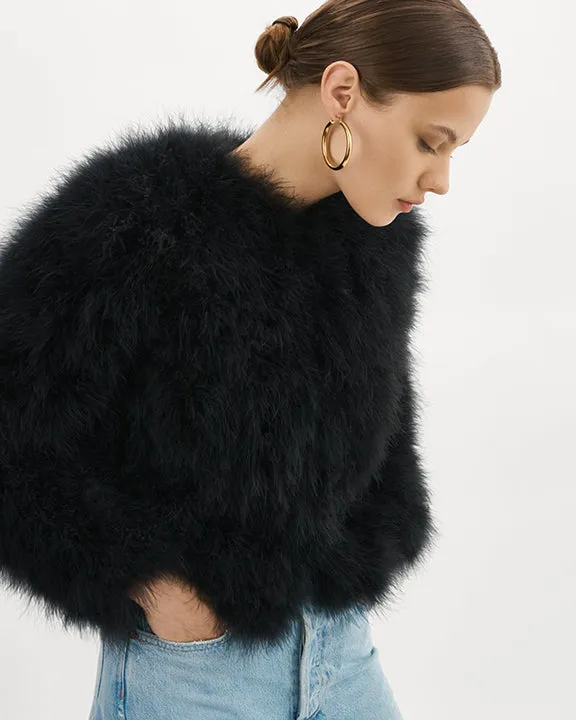 Lamarque Deora Feather Jacket in Black