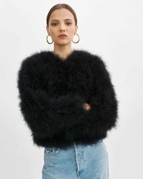 Lamarque Deora Feather Jacket in Black