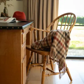 Large Irish Picnic Blanket Beige Rust Red Small Block