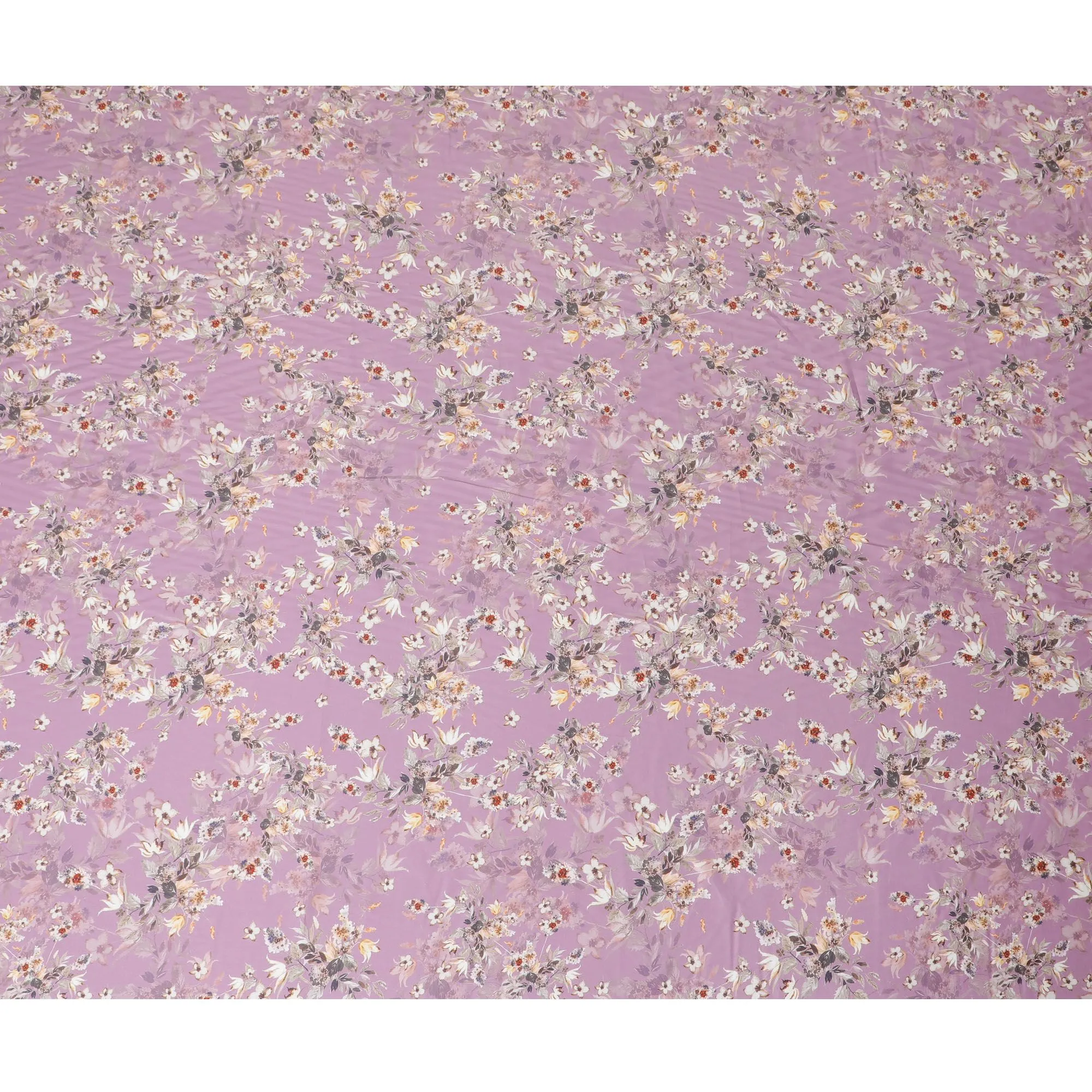 Lavender Dreams Cotton Satin Fabric: Indias Floral Elegance-D17586