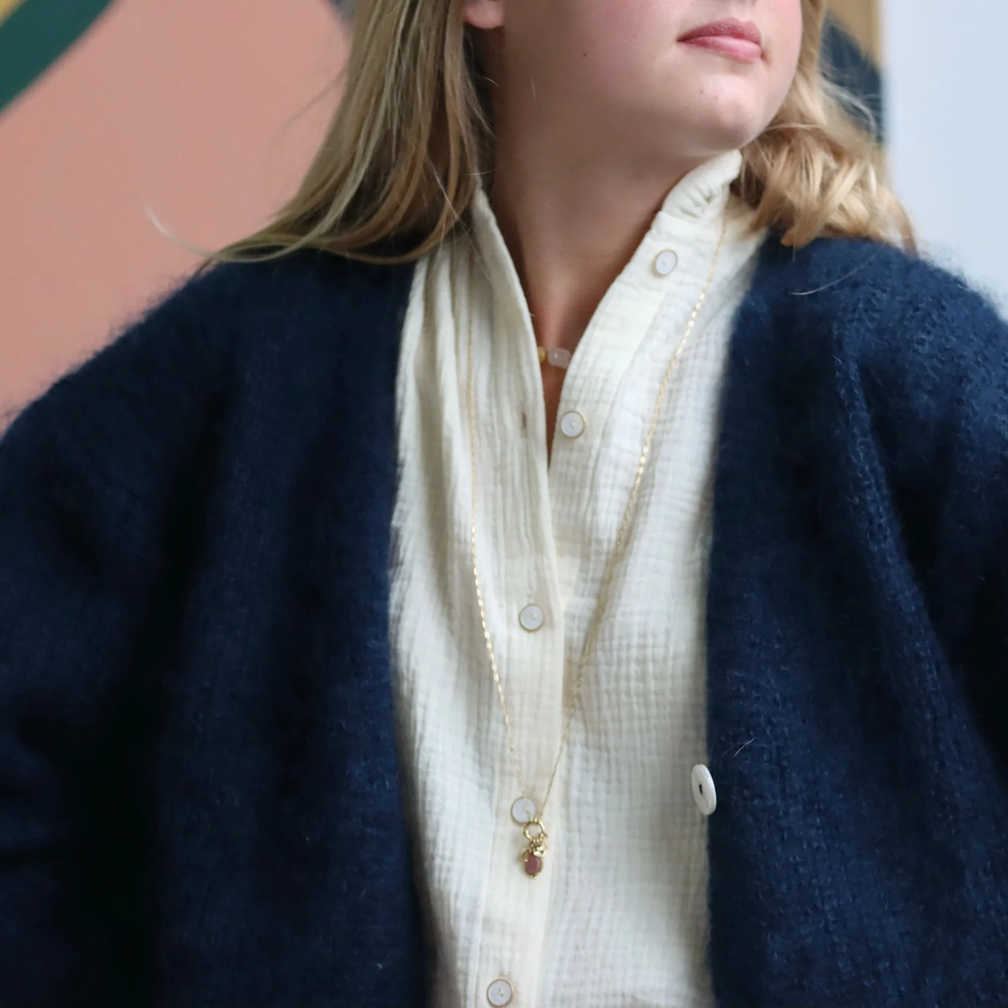 Le gilet Philippine mohair et laine - bleu marine