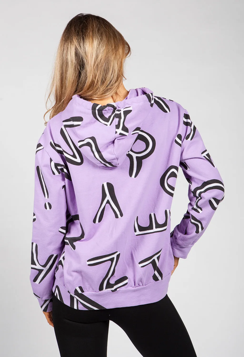 Lilac Letter Print Hoodie