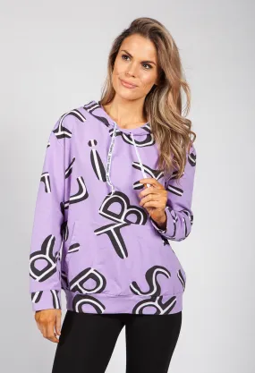 Lilac Letter Print Hoodie