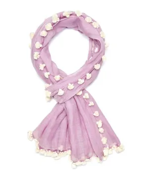 Lilac Scarf with Pom Poms